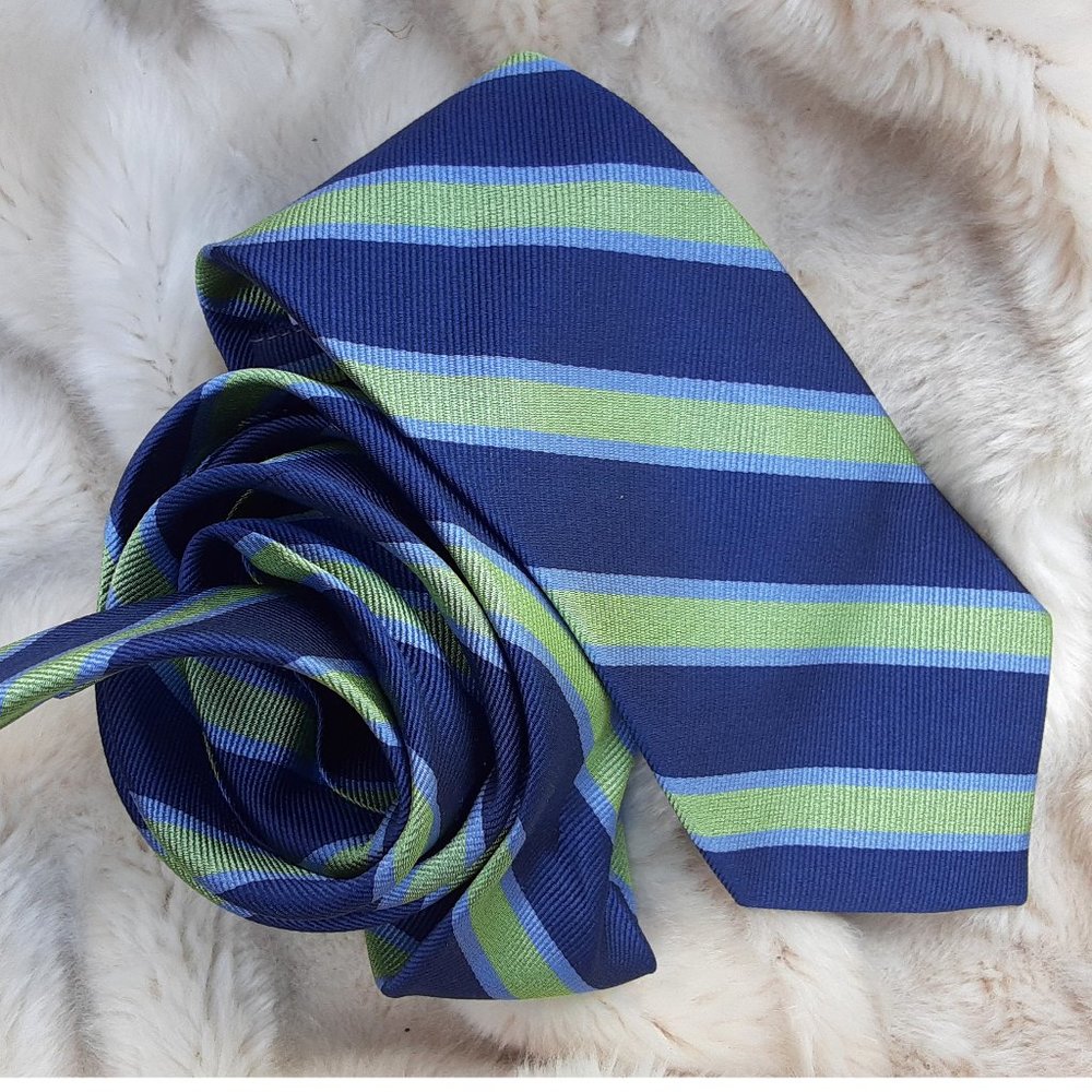 Talbots kids necktie blue green stripe
